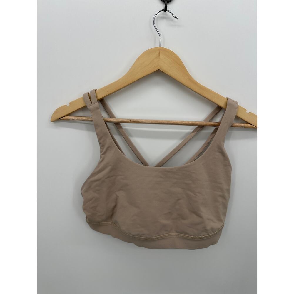 Lululemon Womens Tan‎ Energy Sports Bra Sz 10 Workout Gym Training Running